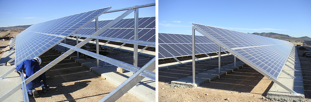 Structures for supporting photovoltaic panels in solar parks