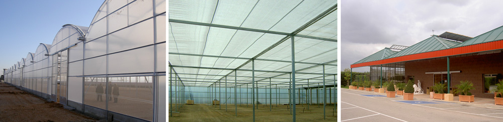 Greenhouses, shading structures, and garden center installations