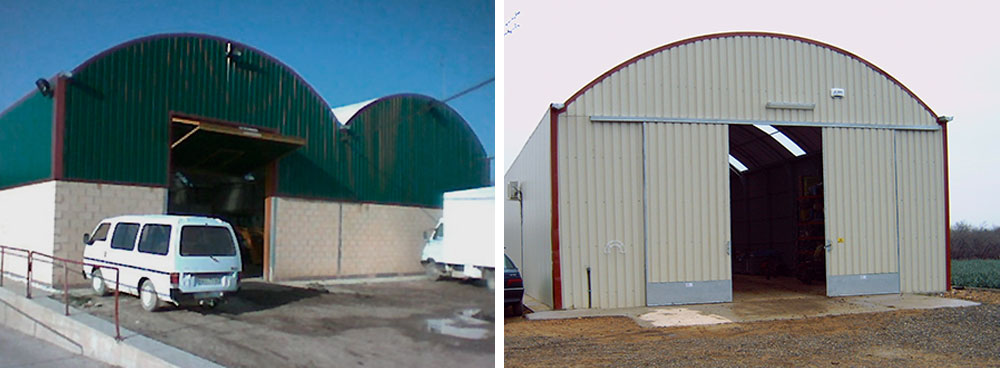 Warehouse with P-10 curved roof structures